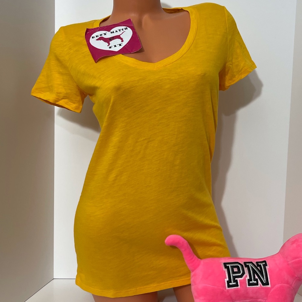 Victoria’s Secret PINK XS S 100% Cotton Logo T-shirt V-neck